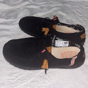 Hey Dude Black and Tan Women's Loafers